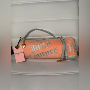 Juicy Couture Coral & Baby Blue Barrel Shoulder Bag with Mini Bag Charm